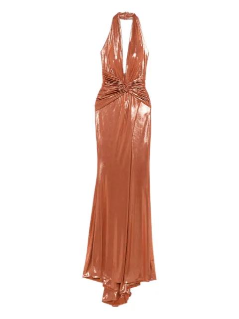 Cyra halter-neck knotted maxi dress by CRISTALLINI