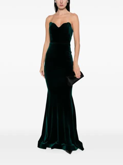 Enya sweetheart velvet maxi dress by CRISTALLINI