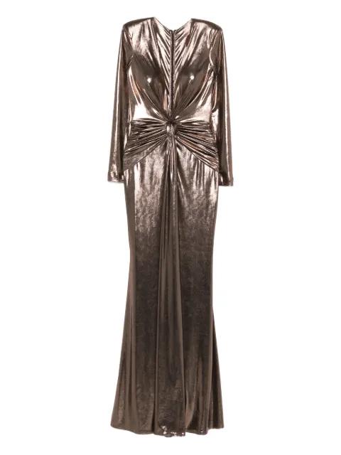 Liora knot long-sleeve maxi dress by CRISTALLINI