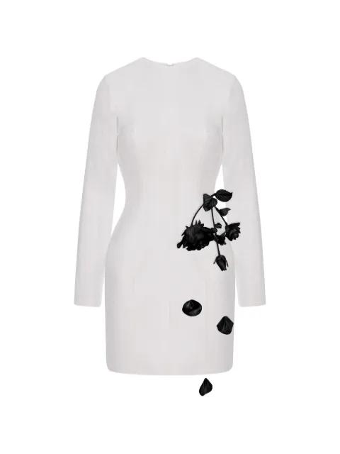 rose-appliqué long-sleeves mini dress by CRISTINA SAVULESCU