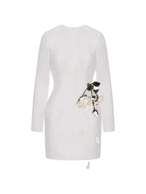 rose-appliqué long-sleeves mini dress by CRISTINA SAVULESCU