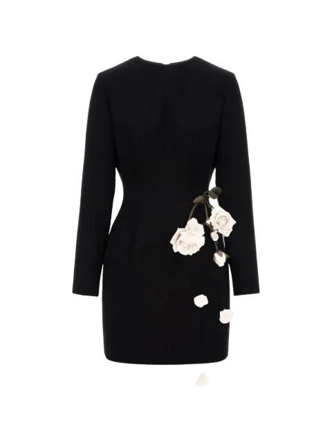 rose-appliqué long-sleeves mini dress by CRISTINA SAVULESCU