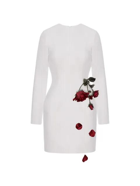 rose-appliqué long-sleeves mini dress by CRISTINA SAVULESCU