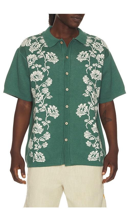 Critical Slide Peace Flower Knit Shirt in Green by CRITICAL SLIDE