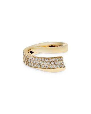 18K Yellow Gold Like Diamond Pav&eacute; Bypass Ring - Exclusive by CRIVELLI