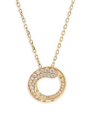 18K Yellow Gold Like Diamond Pav&eacute; Circle Pendant Necklace by CRIVELLI