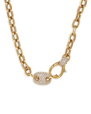 18K Yellow Gold Link Diamond Pave Station Necklace by CRIVELLI