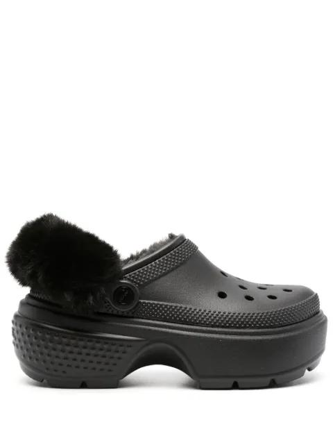 faux-fur platform clogs by CROCS