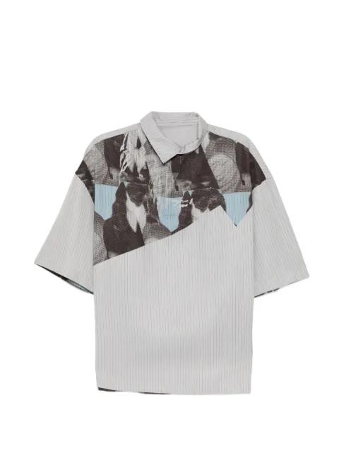 stripe-pattern graphic-print polo shirt by CROQUIS