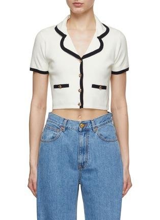 Contrast Trim Cropped Shirt by CRUSH COLLECTION