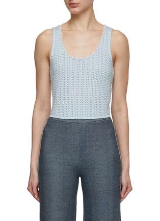 Pearl Embellished Cropped Tank Top by CRUSH COLLECTION