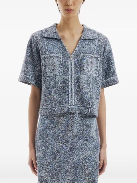 zip-up short-sleeve cardigan by CRUSH COLLECTION