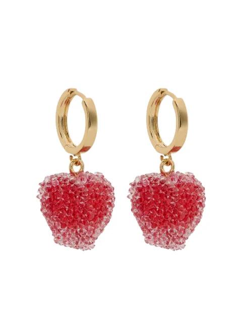 Jelly heart-shaped crystal hoop earrings by CRYSTAL HAZE
