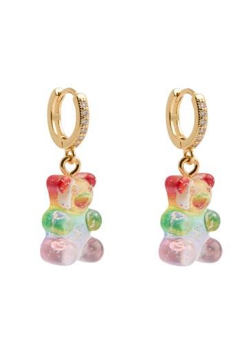 Rainbow Nostalgia Bear 18kt gold-plated hoop earrings by CRYSTAL HAZE