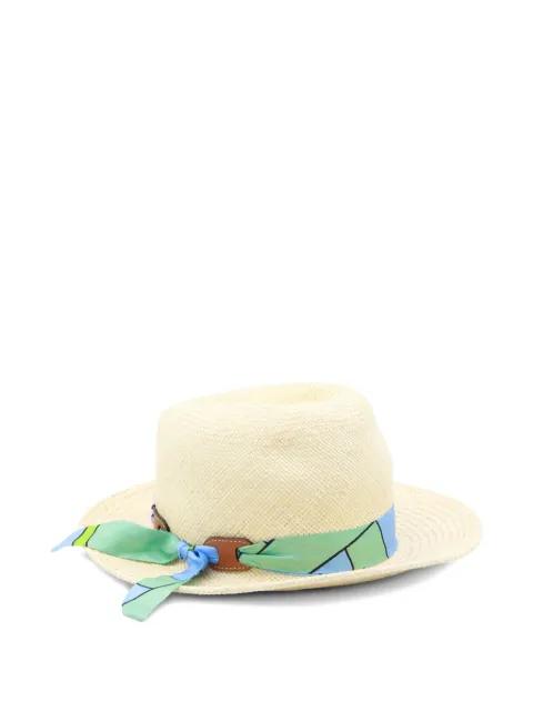 scarf-detail raffia sun hat by CUBA LAB