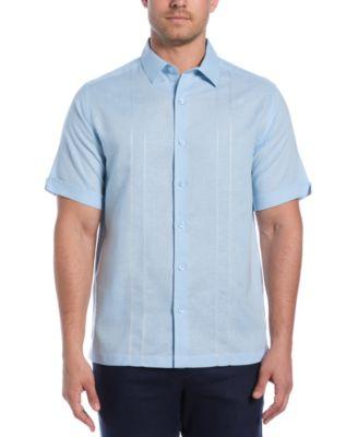Men's Short-Sleeve Panel Button-Front Linen Camp Shirt by CUBAVERA
