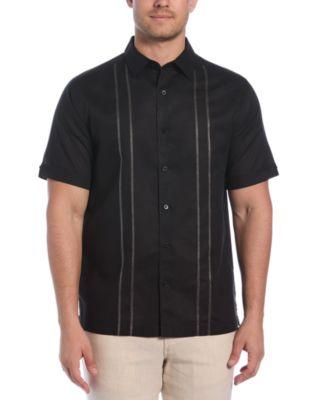 Men's Short-Sleeve Panel Button-Front Linen Camp Shirt by CUBAVERA