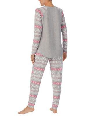 Women's Brushed Sweater-Knit Long-Sleeve Pajama Set by CUDDL DUDS