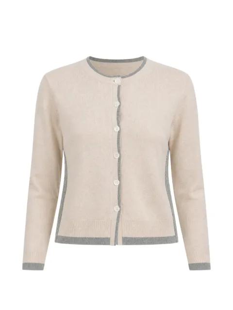 layered-effect contrast-trim cardigan by CUDDLEUP