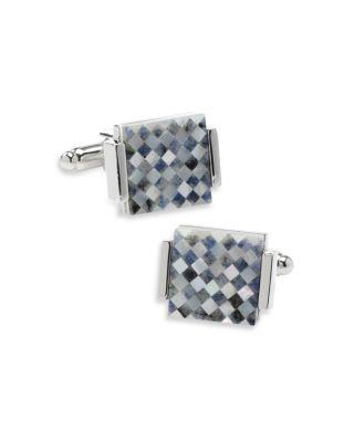 Floating Mother Of Pearl Checkered Square Cufflinks by CUFFLINKS INC