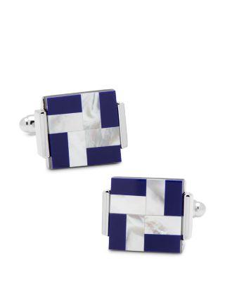 Mother of Pearl and Lapis Blue Windmill Square Cufflinks by CUFFLINKS INC