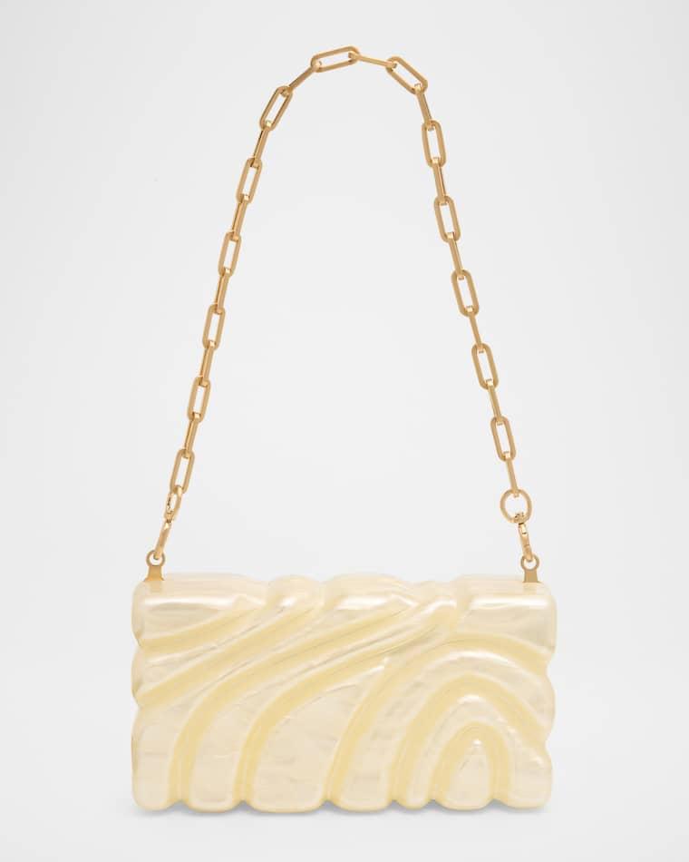 Aura Sculptural Marbled Acrylic Clutch Bag by CULT GAIA