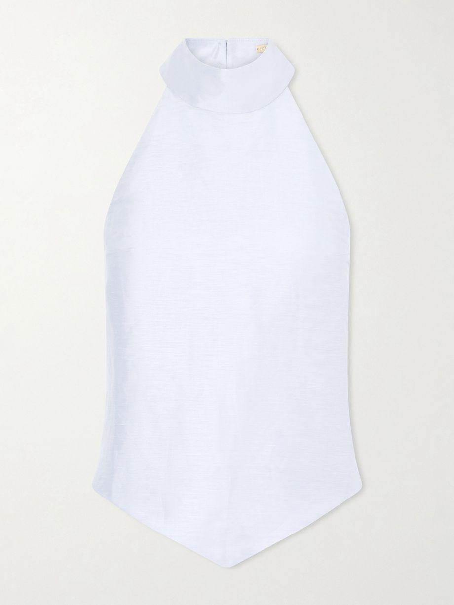 Bina linen and silk-blend halterneck top by CULT GAIA