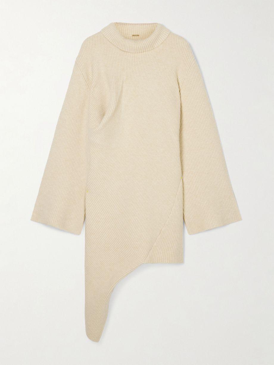 Cooke gathered asymmetric ribbed-knit turtleneck dress by CULT GAIA Cooke gathered asymmetric ribbed-knit turtleneck dress by CULT GAIA
