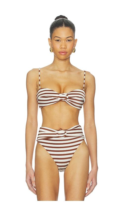 Cult Gaia Alouette Bikini Top in Brown,White by CULT GAIA Cult Gaia Alouette Bikini Top in Brown,White by CULT GAIA