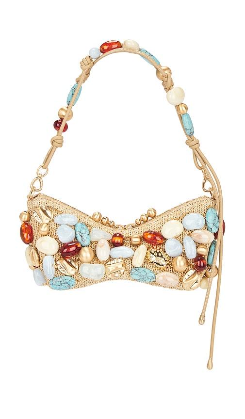 Cult Gaia Mercier Clutch in Tan,Blue by CULT GAIA