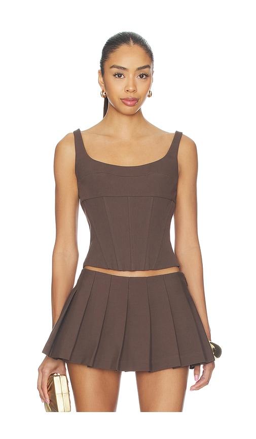 Cult Gaia Olive Top in Chocolate by CULT GAIA