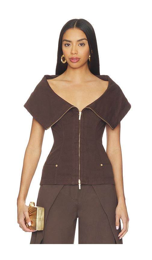 Cult Gaia Saphie Top in Chocolate by CULT GAIA
