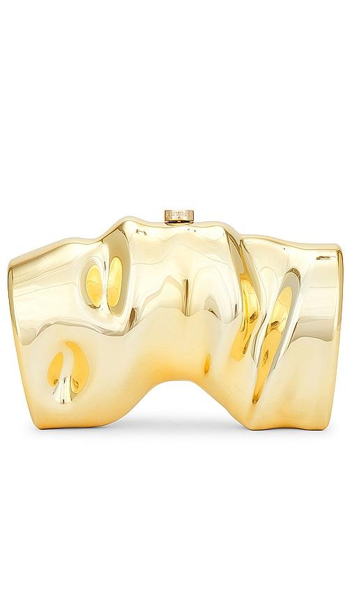Cult Gaia Scrunch Clutch in Metallic Gold by CULT GAIA