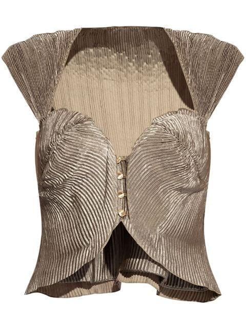 Milli sweetheart-neck pleated top by CULT GAIA