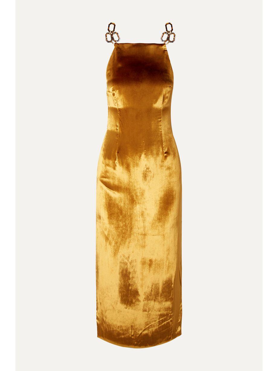 Mina satin-trimmed velvet midi dress by CULT GAIA Mina satin-trimmed velvet midi dress by CULT GAIA