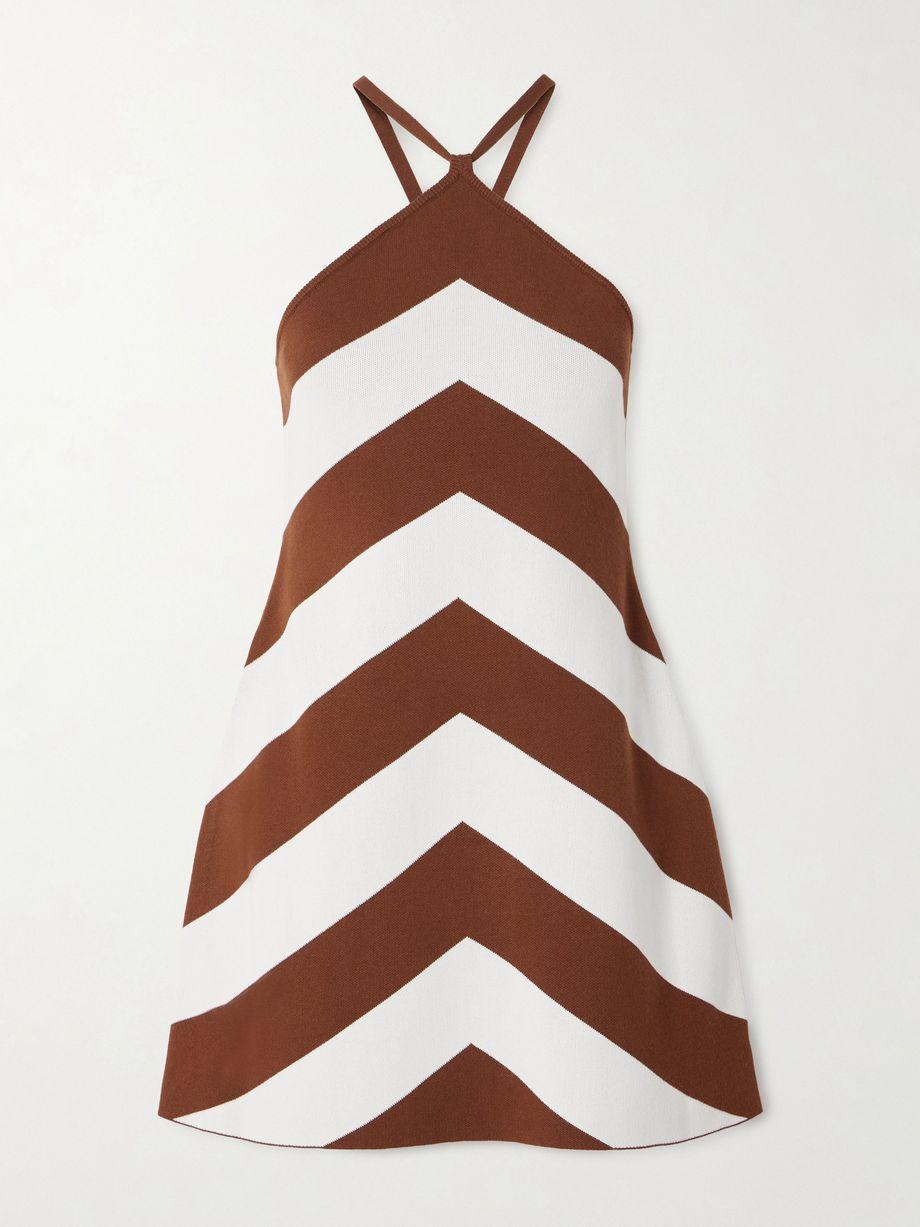 Nelson striped jacquard-knit halterneck mini dress by CULT GAIA