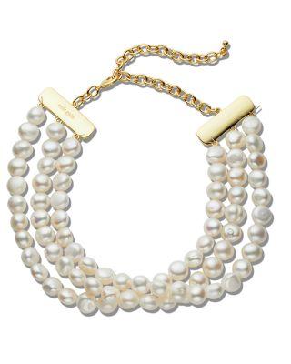 Nora Cultured Freshwater Pearl Triple Row Choker Necklace by CULT GAIA