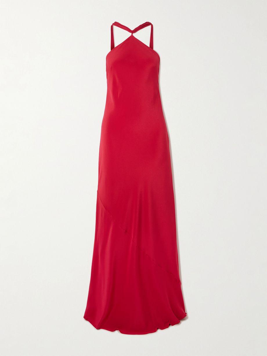 Pheobe fringed silk-chiffon halterneck maxi dress by CULT GAIA