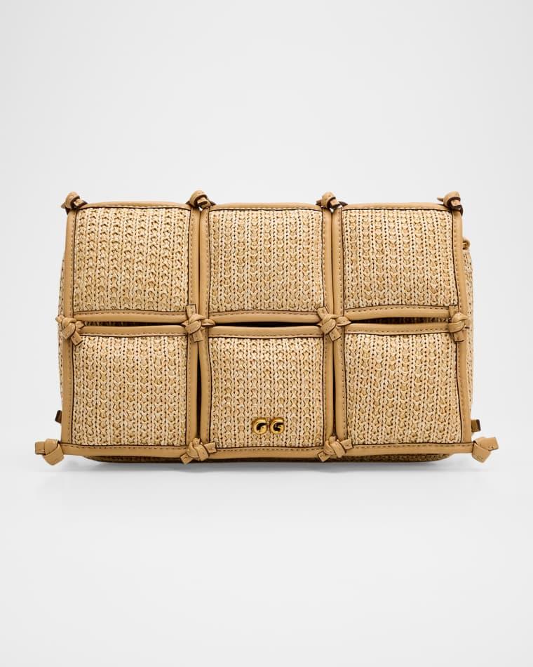 Puff Straw & Leather-Trim Crossbody Bag by CULT GAIA