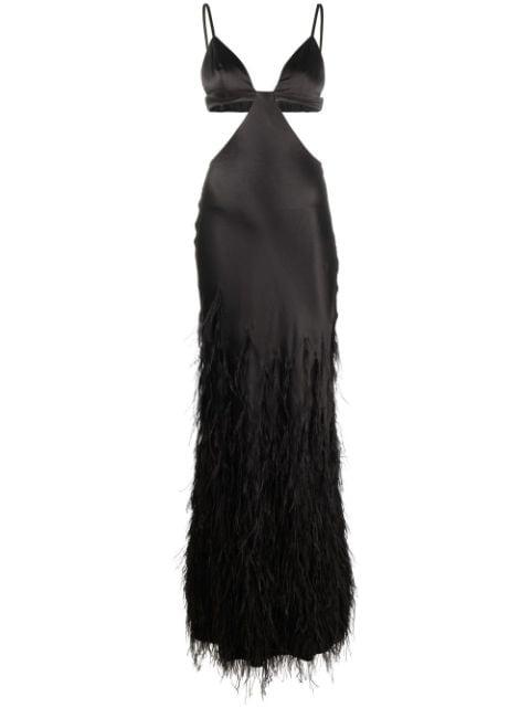 Raisa feather-embellished gown by CULT GAIA