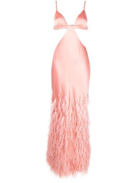 Raisa feather-trim gown by CULT GAIA
