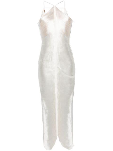 Renata halterneck fringed gown by CULT GAIA
