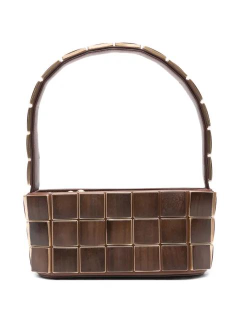 Romy panelled-wood shoulder bag by CULT GAIA