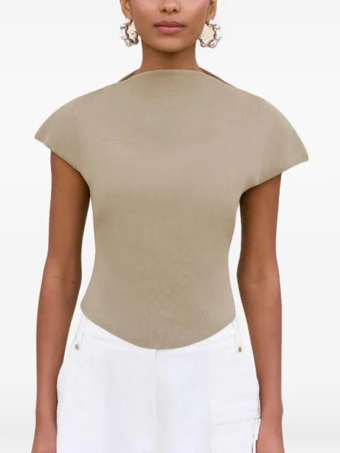 Virginiana curved-hem cap-sleeve top by CULT GAIA