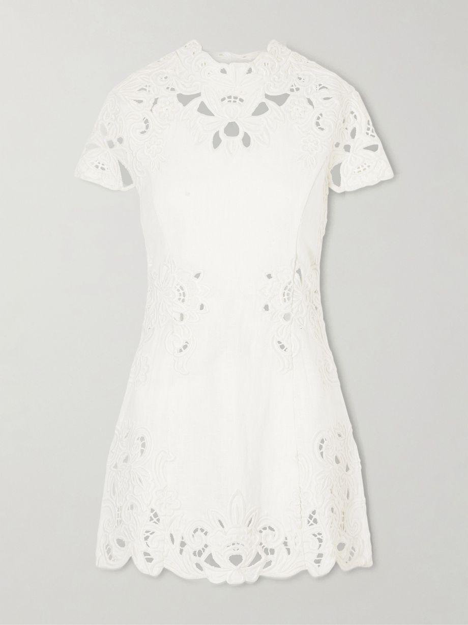Zafira guipure-lace linen mini dress by CULT GAIA