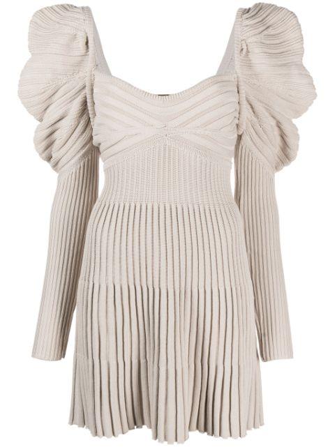 mutton-sleeve ribbed minidress by CULT GAIA