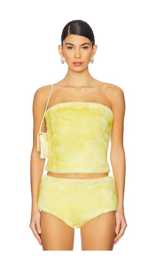 CULTNAKED Power Faux Fur Bandeau Top in Yellow by CULTNAKED