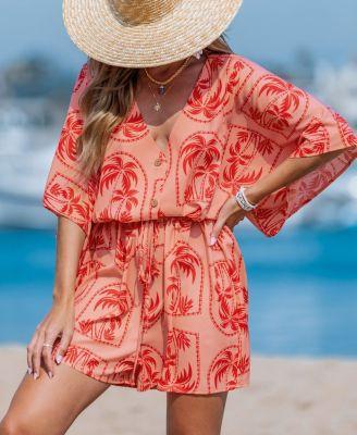 Women's Tropical Palm Print Romper by CUPSHE
