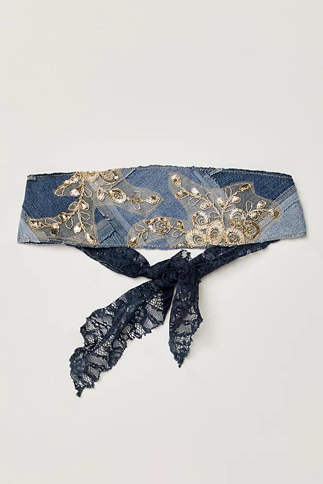 Denim Patchwork Soft Headband by CURRIED MYRRH