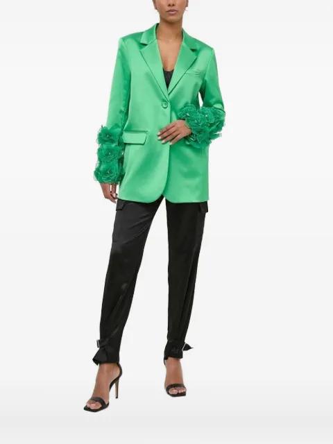 Francine satin flower-embellished blazer by CUSTOMMADE
